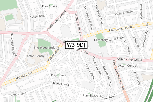 W3 9DJ map - large scale - OS Open Zoomstack (Ordnance Survey)