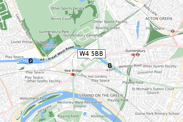 W4 5BB map - small scale - OS Open Zoomstack (Ordnance Survey)