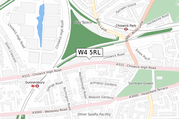 W4 5RL map - large scale - OS Open Zoomstack (Ordnance Survey)