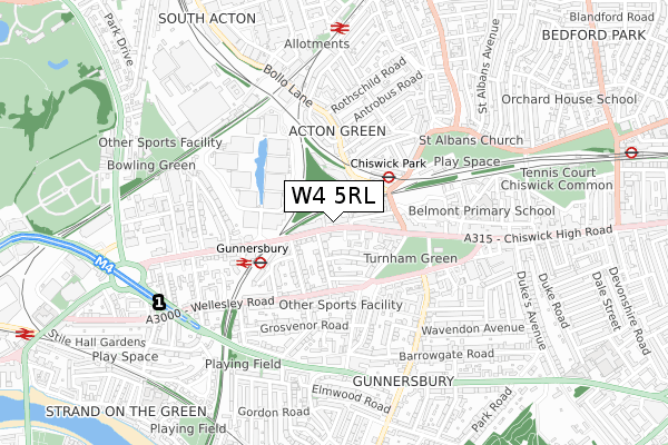 W4 5RL map - small scale - OS Open Zoomstack (Ordnance Survey)