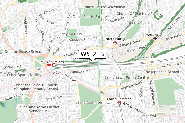 W5 2TS map - small scale - OS Open Zoomstack (Ordnance Survey)