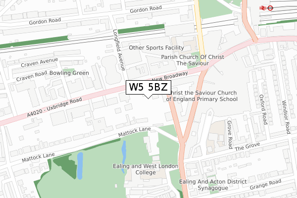 W5 5BZ map - large scale - OS Open Zoomstack (Ordnance Survey)