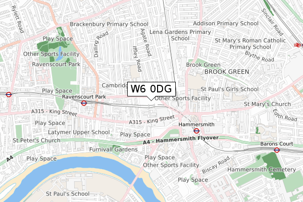 W6 0DG map - small scale - OS Open Zoomstack (Ordnance Survey)