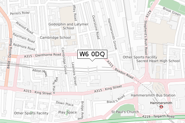 W6 0DQ map - large scale - OS Open Zoomstack (Ordnance Survey)