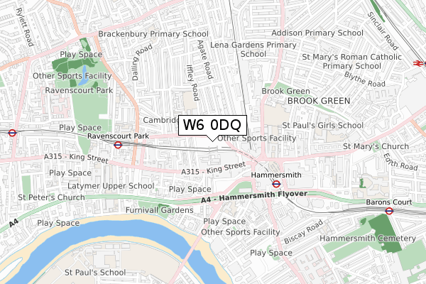 W6 0DQ map - small scale - OS Open Zoomstack (Ordnance Survey)