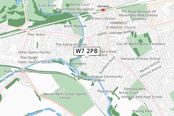 W7 2PB map - small scale - OS Open Zoomstack (Ordnance Survey)