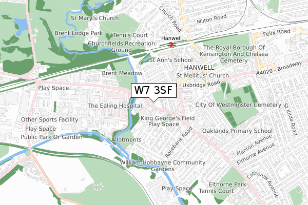 W7 3SF map - small scale - OS Open Zoomstack (Ordnance Survey)