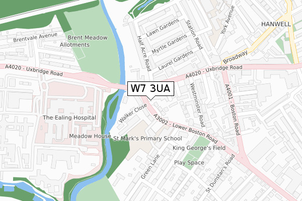 W7 3UA map - large scale - OS Open Zoomstack (Ordnance Survey)