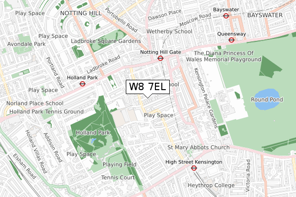 W8 7EL map - small scale - OS Open Zoomstack (Ordnance Survey)