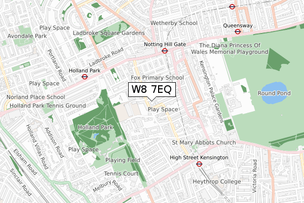 W8 7EQ map - small scale - OS Open Zoomstack (Ordnance Survey)