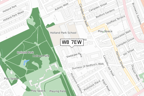 W8 7EW map - large scale - OS Open Zoomstack (Ordnance Survey)