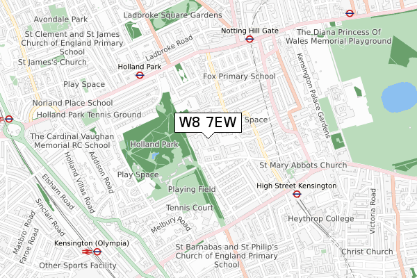 W8 7EW map - small scale - OS Open Zoomstack (Ordnance Survey)