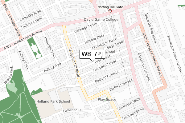 W8 7PJ map - large scale - OS Open Zoomstack (Ordnance Survey)