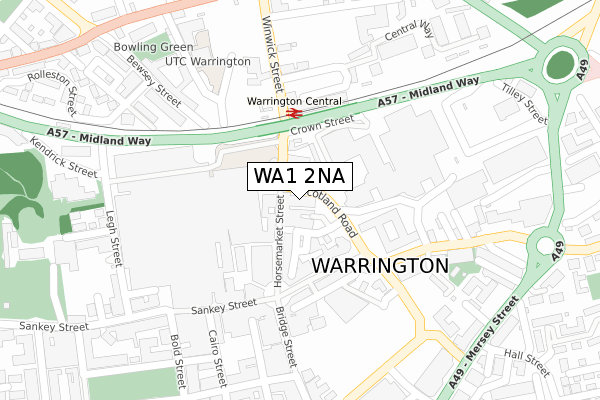 WA1 2NA map - large scale - OS Open Zoomstack (Ordnance Survey)
