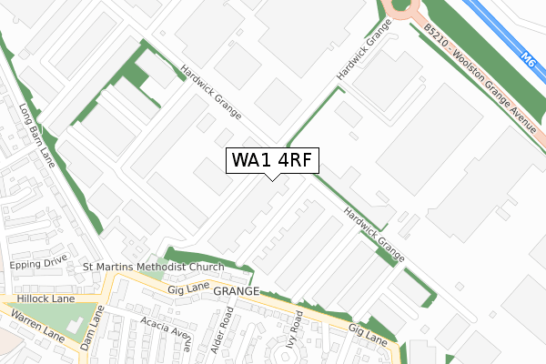 WA1 4RF map - large scale - OS Open Zoomstack (Ordnance Survey)