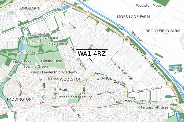 WA1 4RZ map - small scale - OS Open Zoomstack (Ordnance Survey)