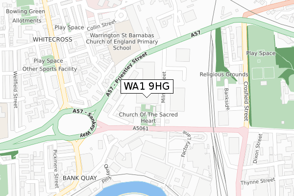 WA1 9HG map - large scale - OS Open Zoomstack (Ordnance Survey)