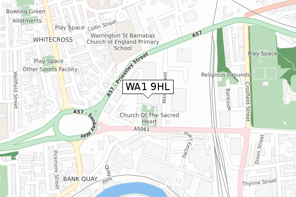 WA1 9HL map - large scale - OS Open Zoomstack (Ordnance Survey)