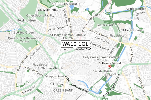 WA10 1GL map - small scale - OS Open Zoomstack (Ordnance Survey)