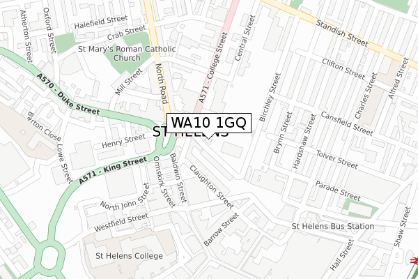 WA10 1GQ map - large scale - OS Open Zoomstack (Ordnance Survey)