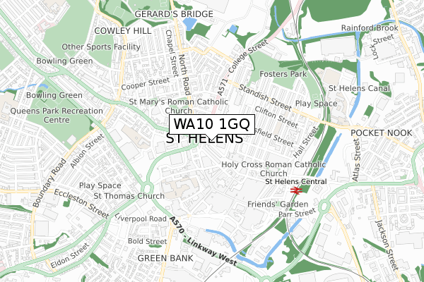 WA10 1GQ map - small scale - OS Open Zoomstack (Ordnance Survey)