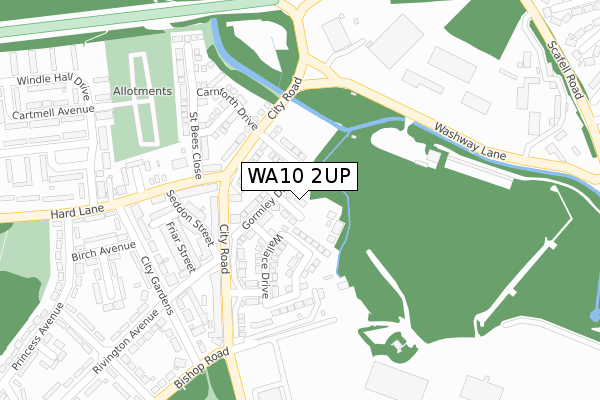 WA10 2UP map - large scale - OS Open Zoomstack (Ordnance Survey)