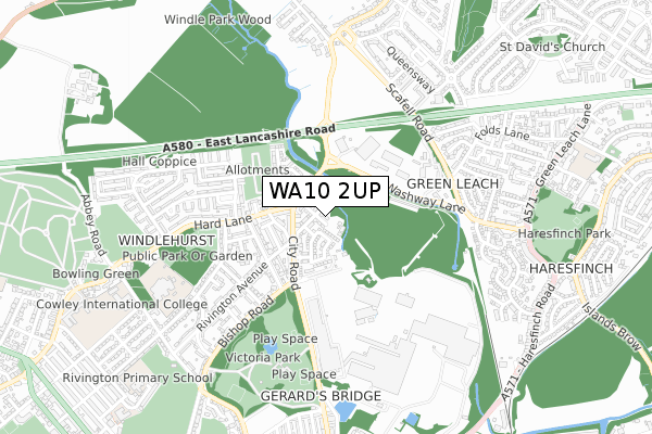 WA10 2UP map - small scale - OS Open Zoomstack (Ordnance Survey)