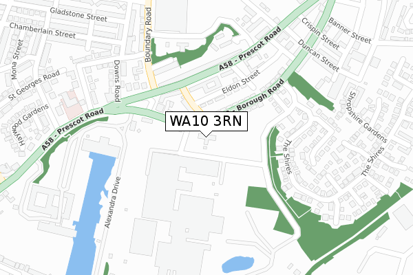 WA10 3RN map - large scale - OS Open Zoomstack (Ordnance Survey)