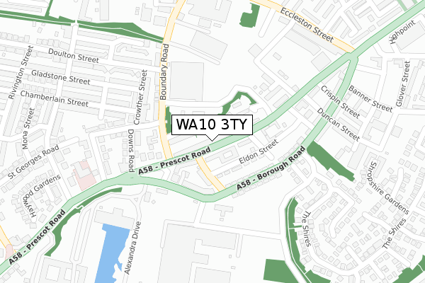 WA10 3TY map - large scale - OS Open Zoomstack (Ordnance Survey)