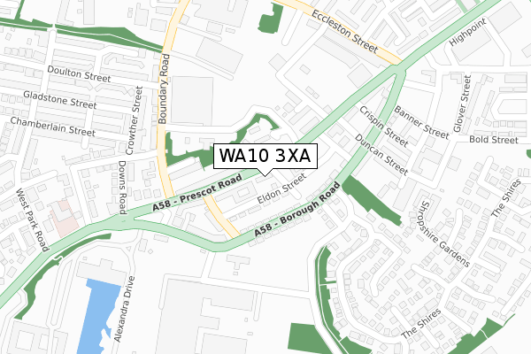WA10 3XA map - large scale - OS Open Zoomstack (Ordnance Survey)
