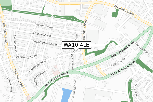 WA10 4LE map - large scale - OS Open Zoomstack (Ordnance Survey)