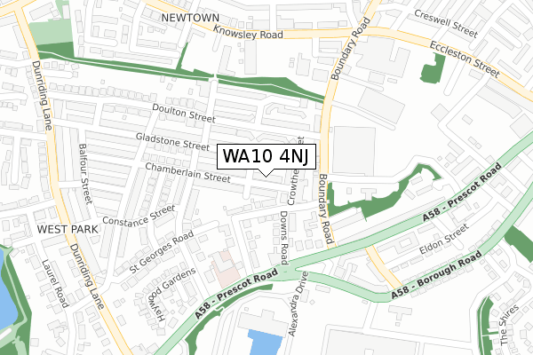 WA10 4NJ map - large scale - OS Open Zoomstack (Ordnance Survey)