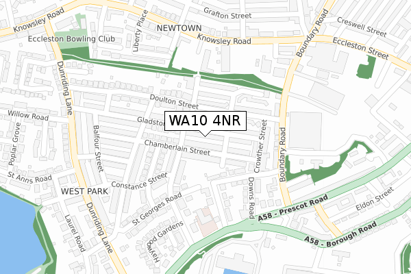 WA10 4NR map - large scale - OS Open Zoomstack (Ordnance Survey)