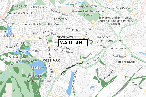 WA10 4NU map - small scale - OS Open Zoomstack (Ordnance Survey)