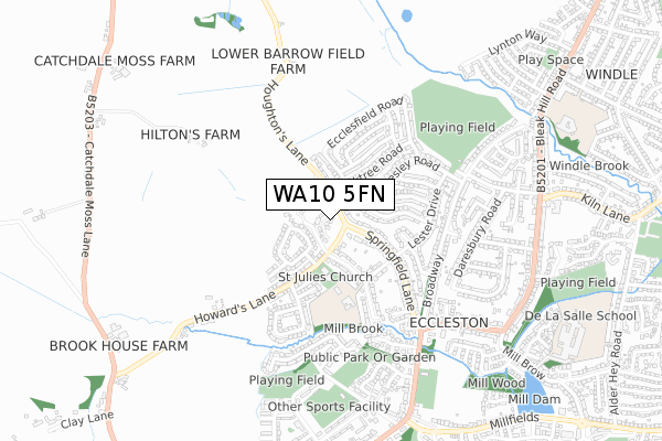 WA10 5FN map - small scale - OS Open Zoomstack (Ordnance Survey)