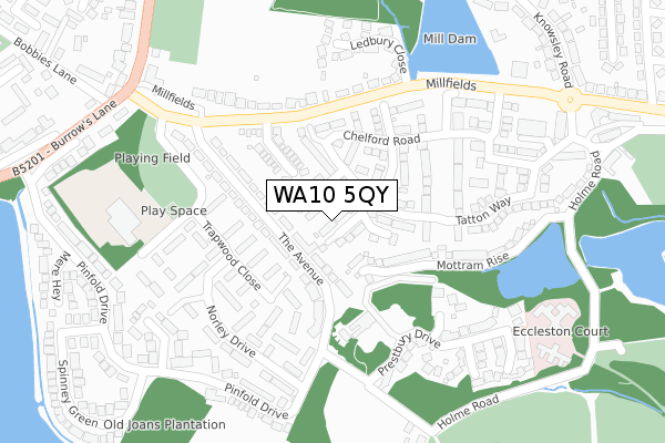 WA10 5QY map - large scale - OS Open Zoomstack (Ordnance Survey)
