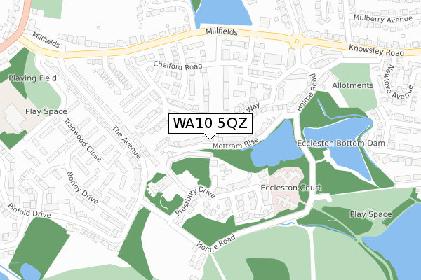 WA10 5QZ map - large scale - OS Open Zoomstack (Ordnance Survey)
