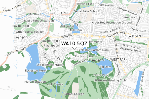WA10 5QZ map - small scale - OS Open Zoomstack (Ordnance Survey)