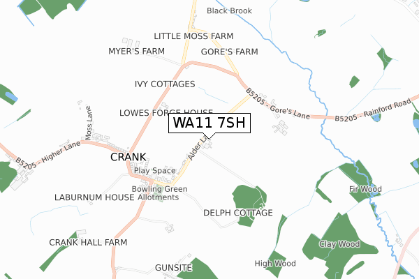 WA11 7SH map - small scale - OS Open Zoomstack (Ordnance Survey)