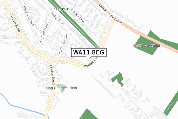 WA11 8EG map - large scale - OS Open Zoomstack (Ordnance Survey)