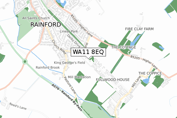 WA11 8EQ map - small scale - OS Open Zoomstack (Ordnance Survey)