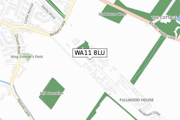 WA11 8LU map - large scale - OS Open Zoomstack (Ordnance Survey)