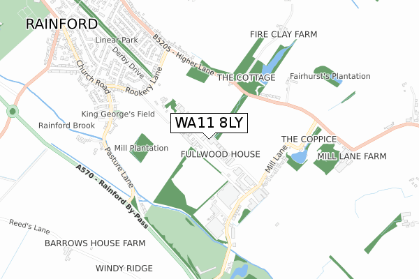 WA11 8LY map - small scale - OS Open Zoomstack (Ordnance Survey)