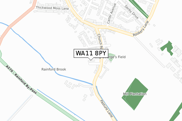 WA11 8PY map - large scale - OS Open Zoomstack (Ordnance Survey)