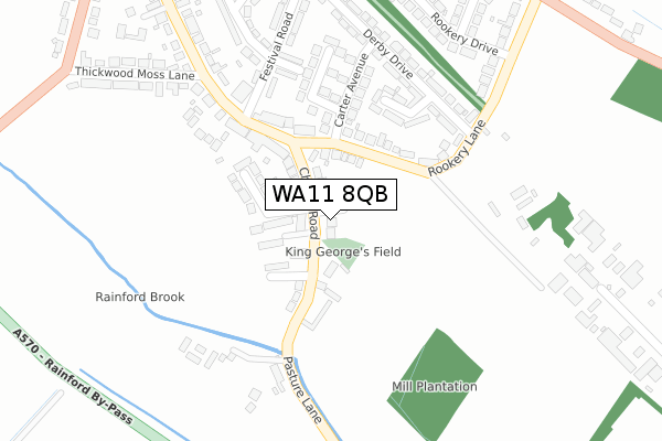 WA11 8QB map - large scale - OS Open Zoomstack (Ordnance Survey)
