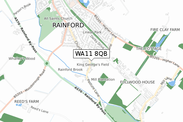 WA11 8QB map - small scale - OS Open Zoomstack (Ordnance Survey)