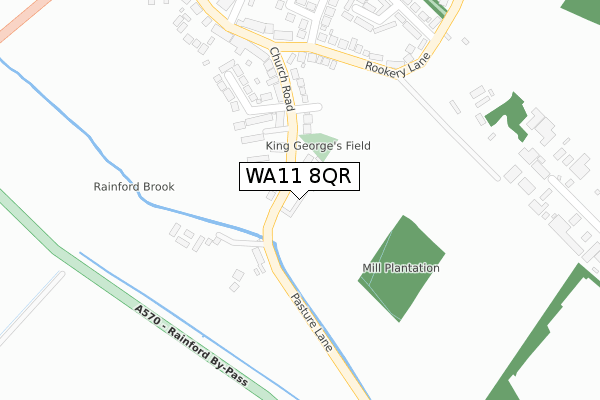 WA11 8QR map - large scale - OS Open Zoomstack (Ordnance Survey)
