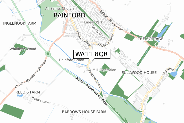 WA11 8QR map - small scale - OS Open Zoomstack (Ordnance Survey)