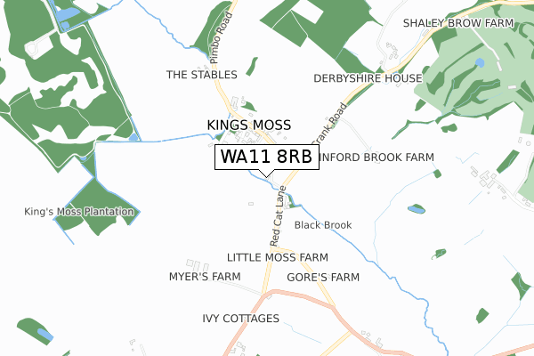 WA11 8RB map - small scale - OS Open Zoomstack (Ordnance Survey)