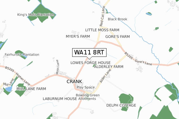 WA11 8RT map - small scale - OS Open Zoomstack (Ordnance Survey)